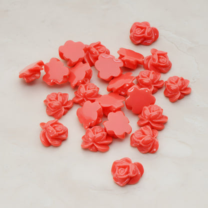Full Bloom Rose Flower Flat Back Cabochon, 6 Pc (CB.214-02)