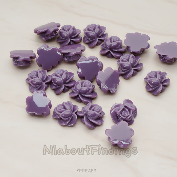Full Bloom Rose Flower Flat Back Cabochon, 6 Pc (CB.214-02)