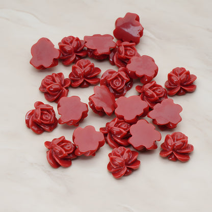 Full Bloom Rose Flower Flat Back Cabochon, 6 Pc (CB.214-02)