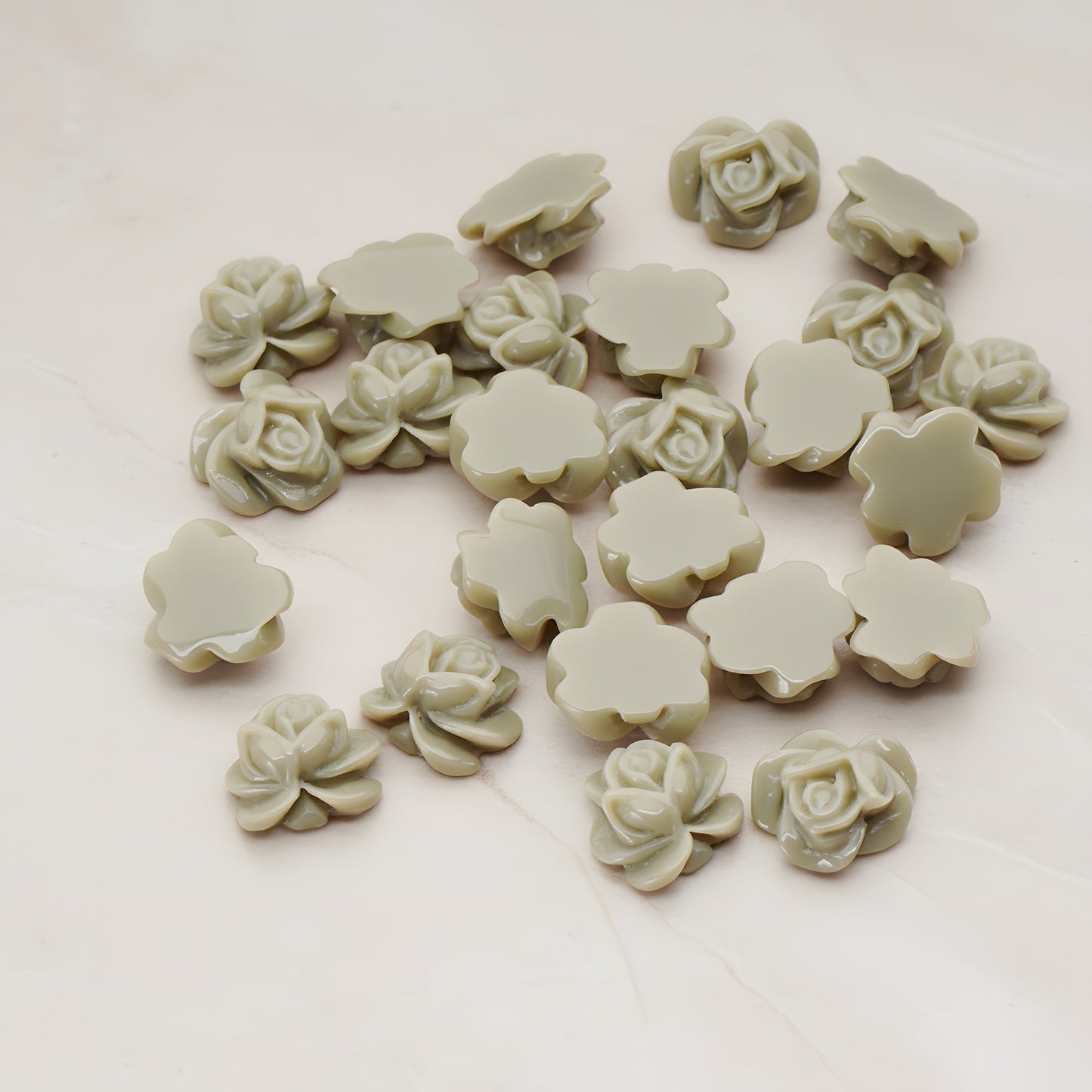 Full Bloom Rose Flower Flat Back Cabochon, 6 Pc (CB.214-02)