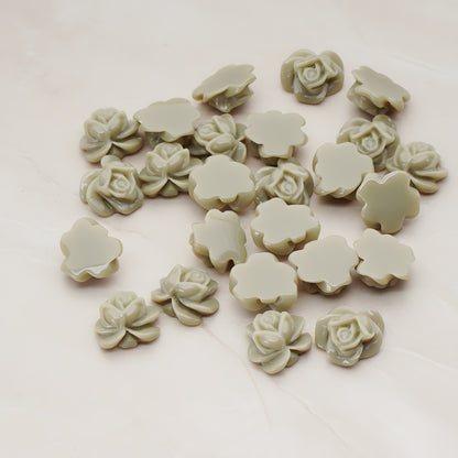 Full Bloom Rose Flower Flat Back Cabochon, 6 Pc (CB.214-02)