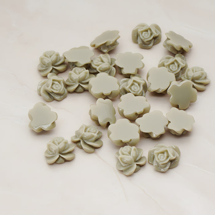 Full Bloom Rose Flower Flat Back Cabochon, 6 Pc (CB.214-02)