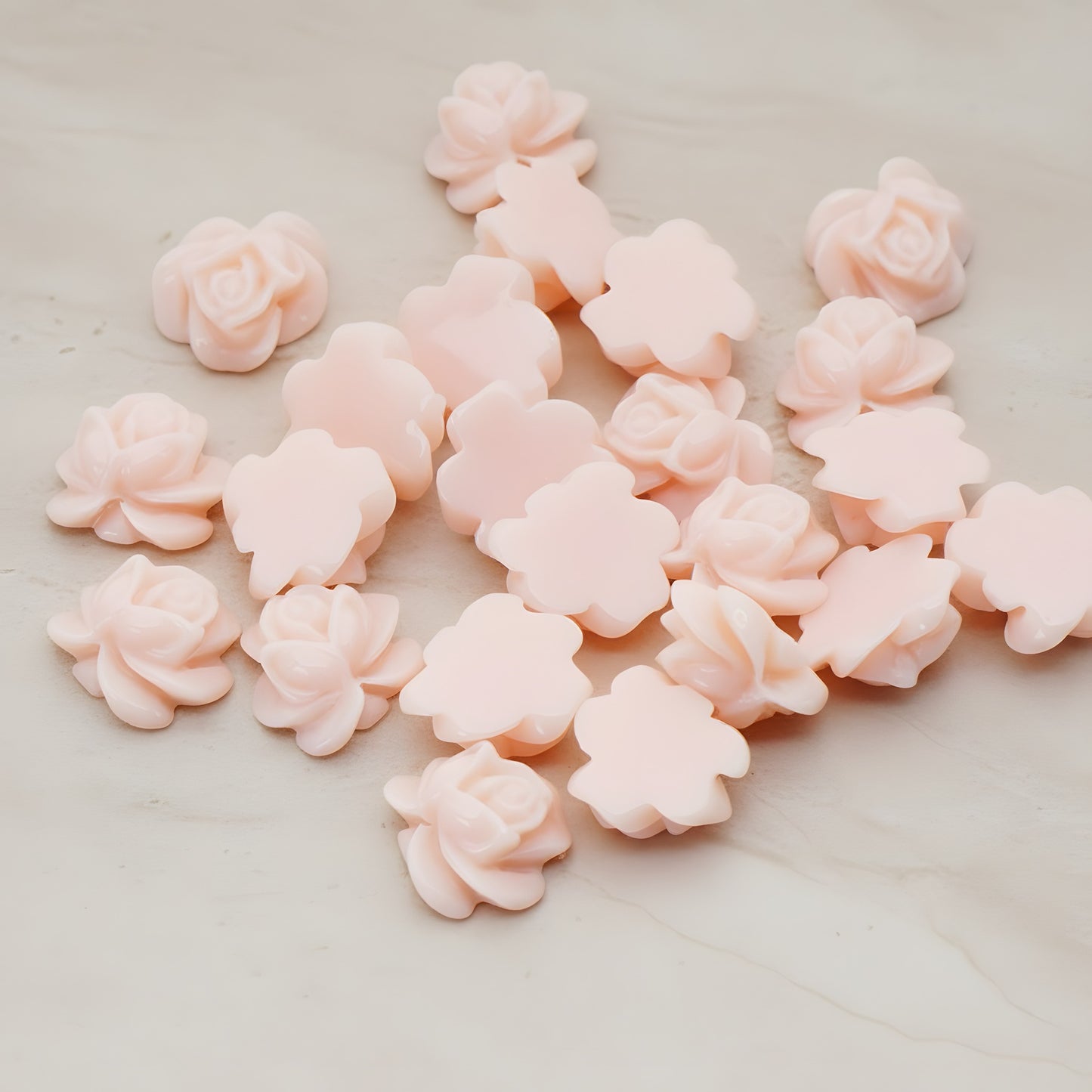 Full Bloom Rose Flower Flat Back Cabochon, 6 Pc (CB.214-02)
