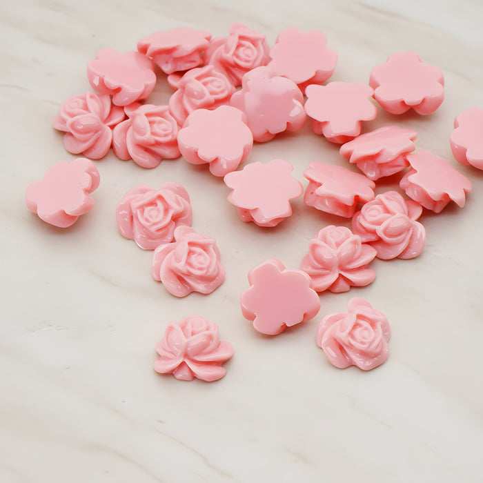 Full Bloom Rose Flower Flat Back Cabochon, 6 Pc (CB.214-02)