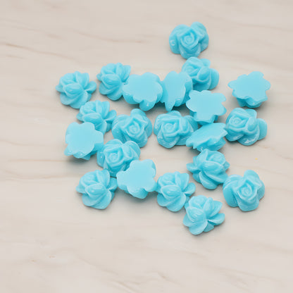 Full Bloom Rose Flower Flat Back Cabochon, 6 Pc (CB.214-02)