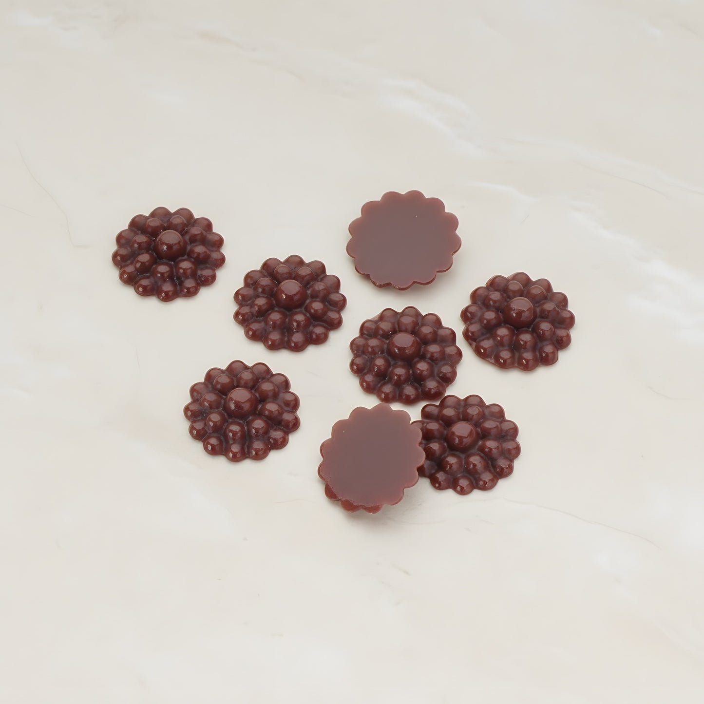 Bubble Flower Flat Back Cabochon, 6 Pc (CB.502)