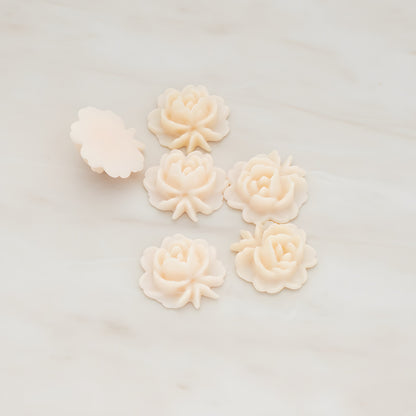 Rose Flower Flat Back Cabochon, 6 Pc (CB.503)