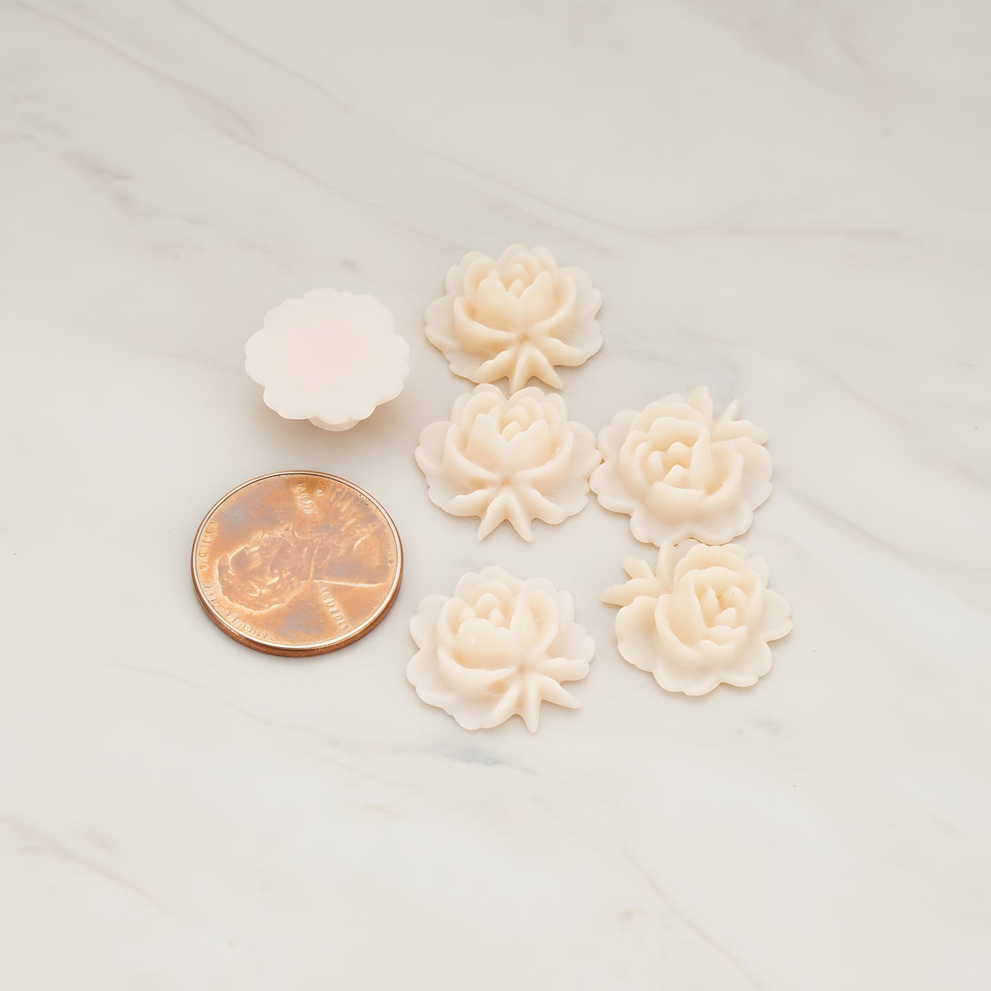 Rose Flower Flat Back Cabochon, 6 Pc (CB.503)