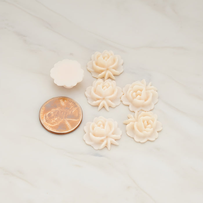 Rose Flower Flat Back Cabochon, 6 Pc (CB.503)