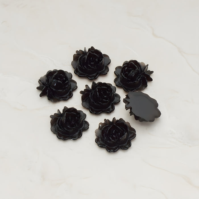 Rose Flower Flat Back Cabochon, 6 Pc (CB.503)