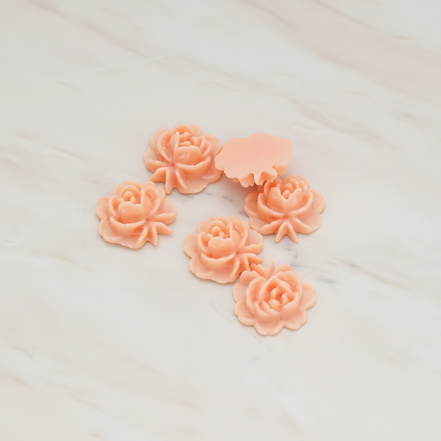 Rose Flower Flat Back Cabochon, 6 Pc (CB.503)