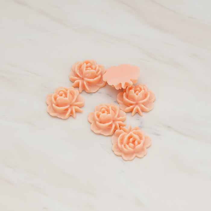 Rose Flower Flat Back Cabochon, 6 Pc (CB.503)