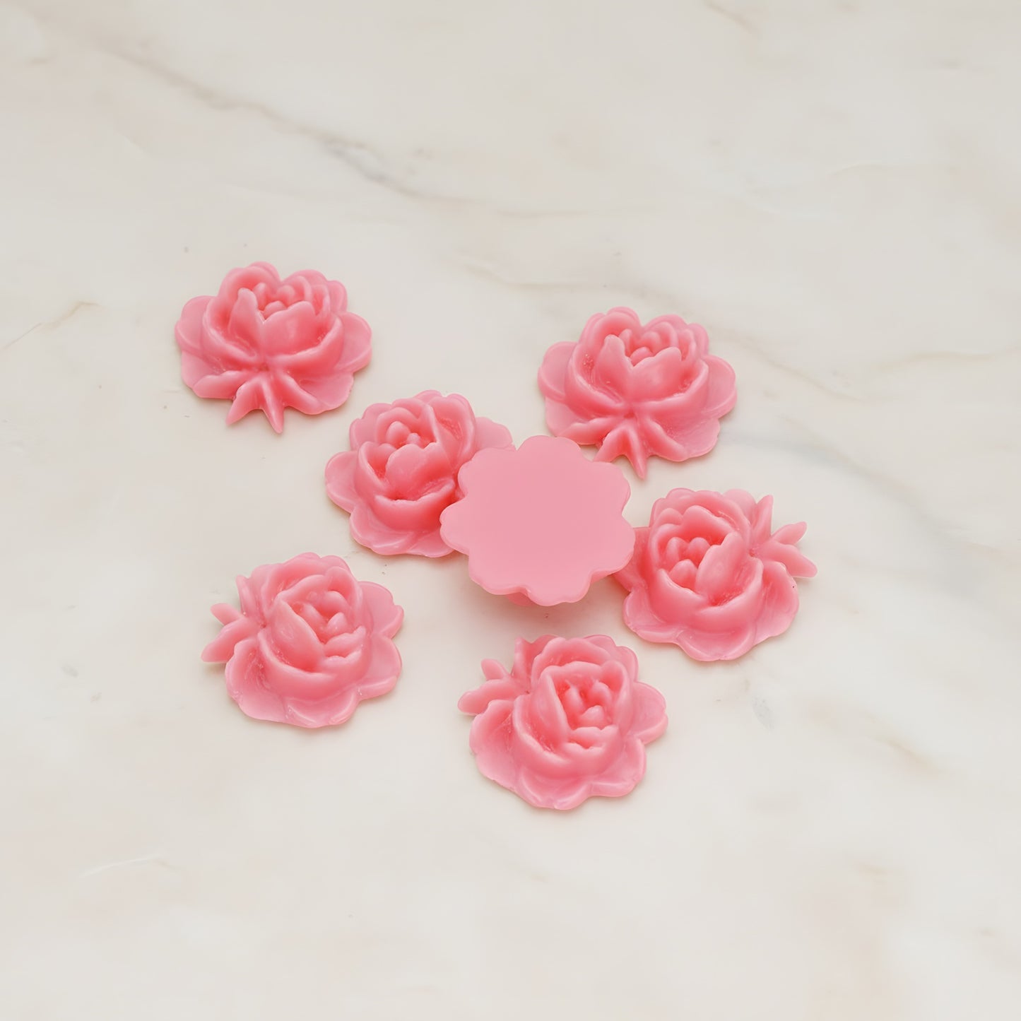 Rose Flower Flat Back Cabochon, 6 Pc (CB.503)