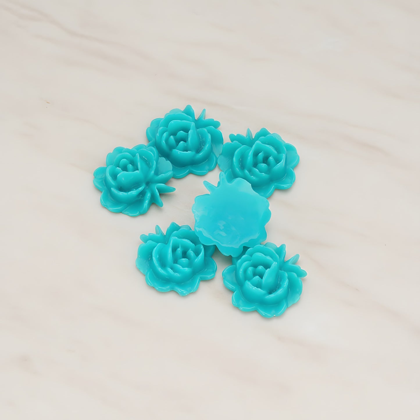 Rose Flower Flat Back Cabochon, 6 Pc (CB.503)