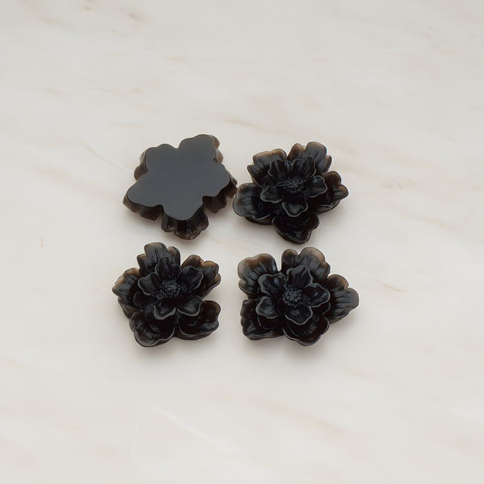Rose Flower Flat Back Cabochon, 4 Pc (CB.504)