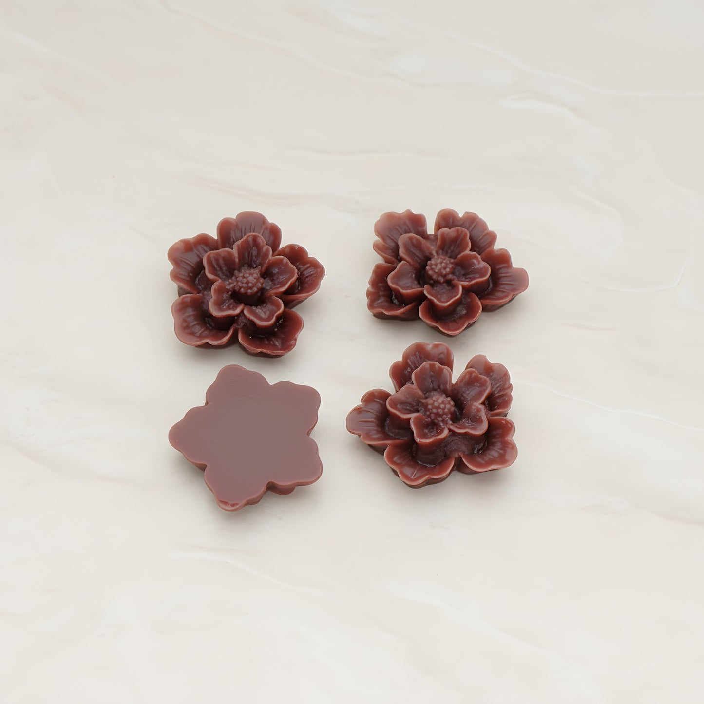 Rose Flower Flat Back Cabochon, 4 Pc (CB.504)