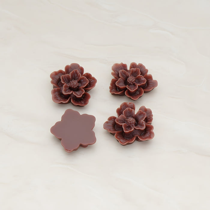 Rose Flower Flat Back Cabochon, 4 Pc (CB.504)