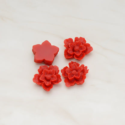 Rose Flower Flat Back Cabochon, 4 Pc (CB.504)