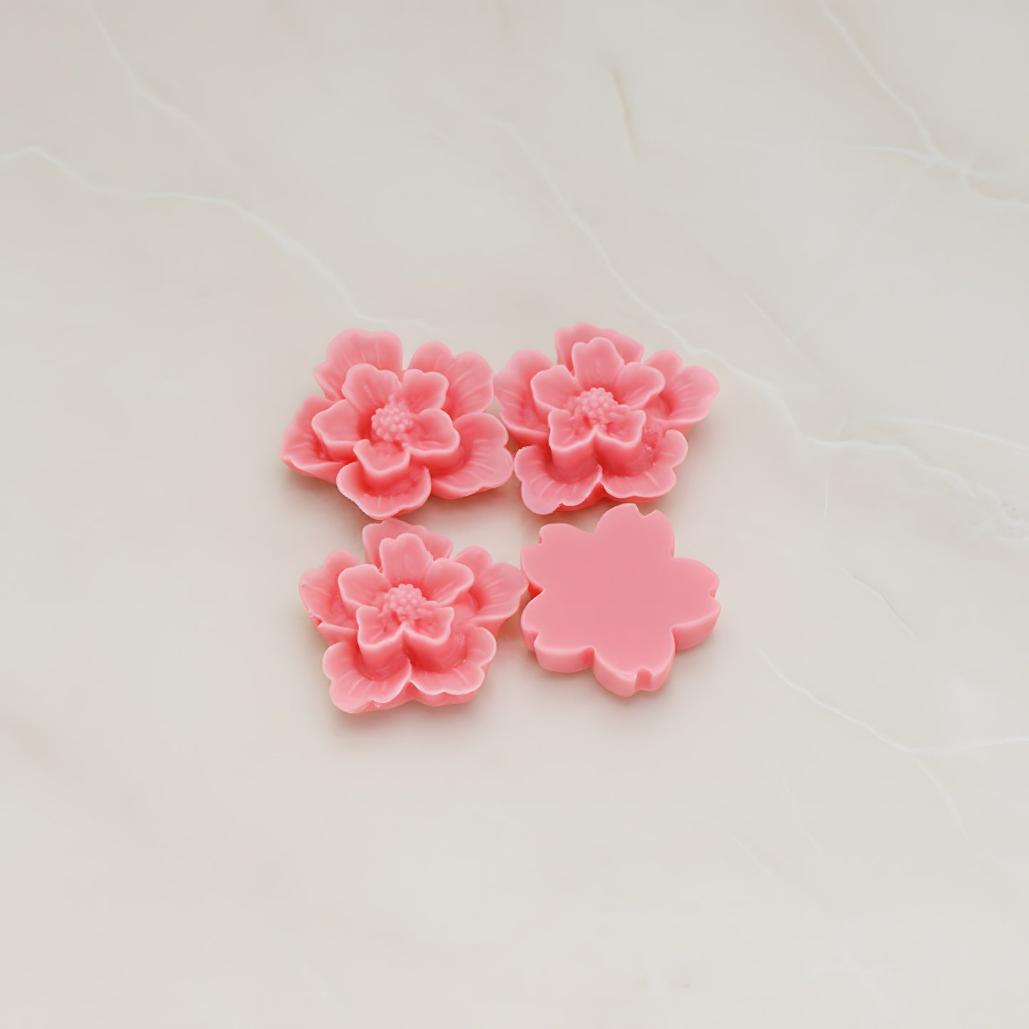 Rose Flower Flat Back Cabochon, 4 Pc (CB.504)