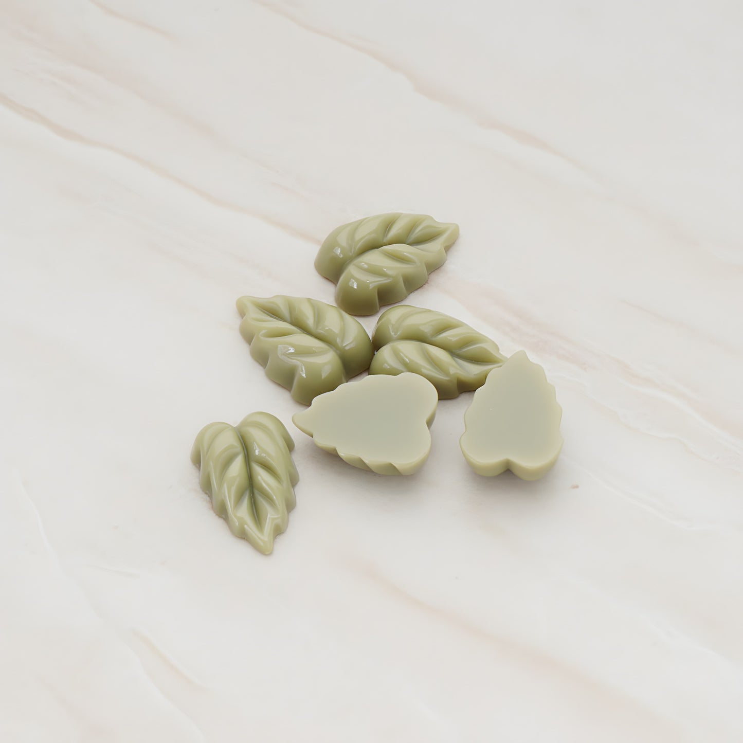 Small Leaf Flat Back Cabochon, 6 Pc (CB.506)