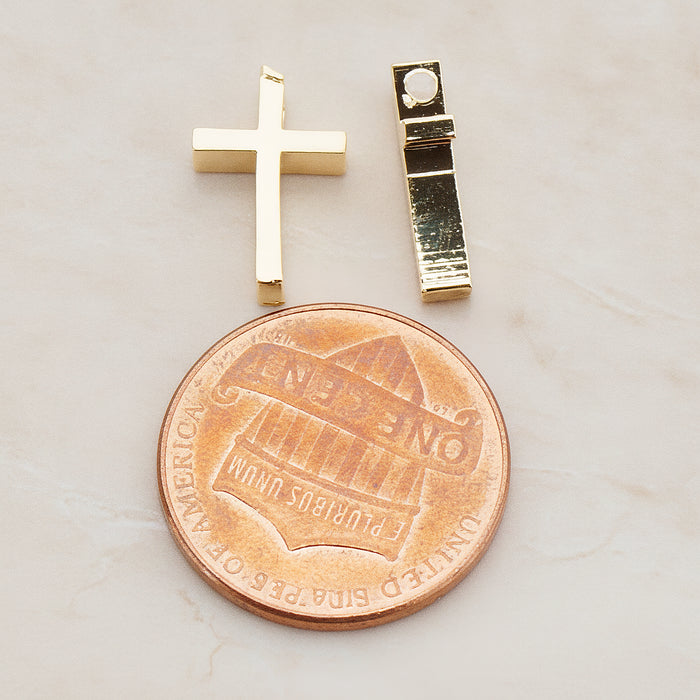 Cross Metal Bead Pendant, 2 Pc - detail view 1 (BD.016-01)