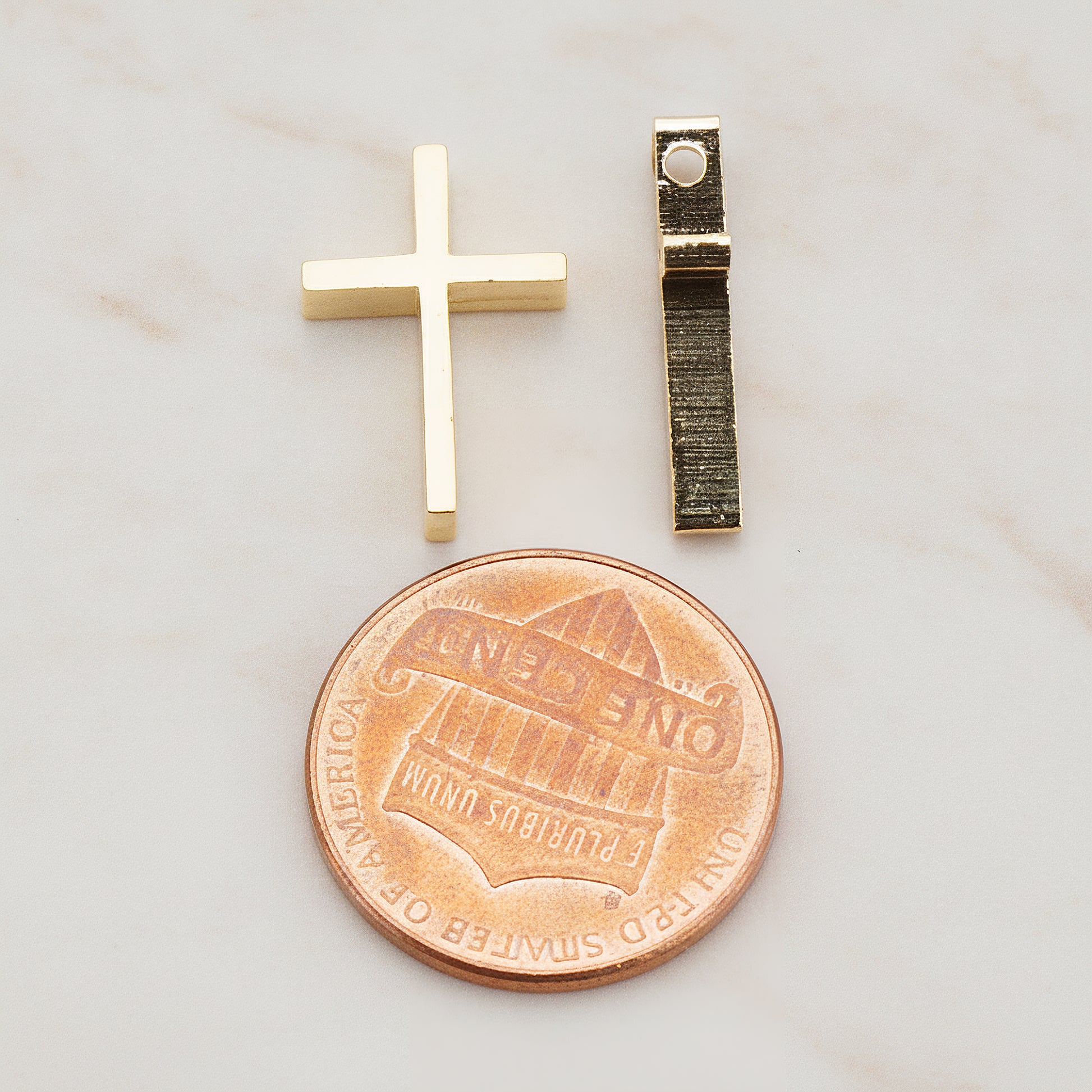 Cross Metal Bead Pendant, 2 Pc - detail view 1 (BD.016-02)