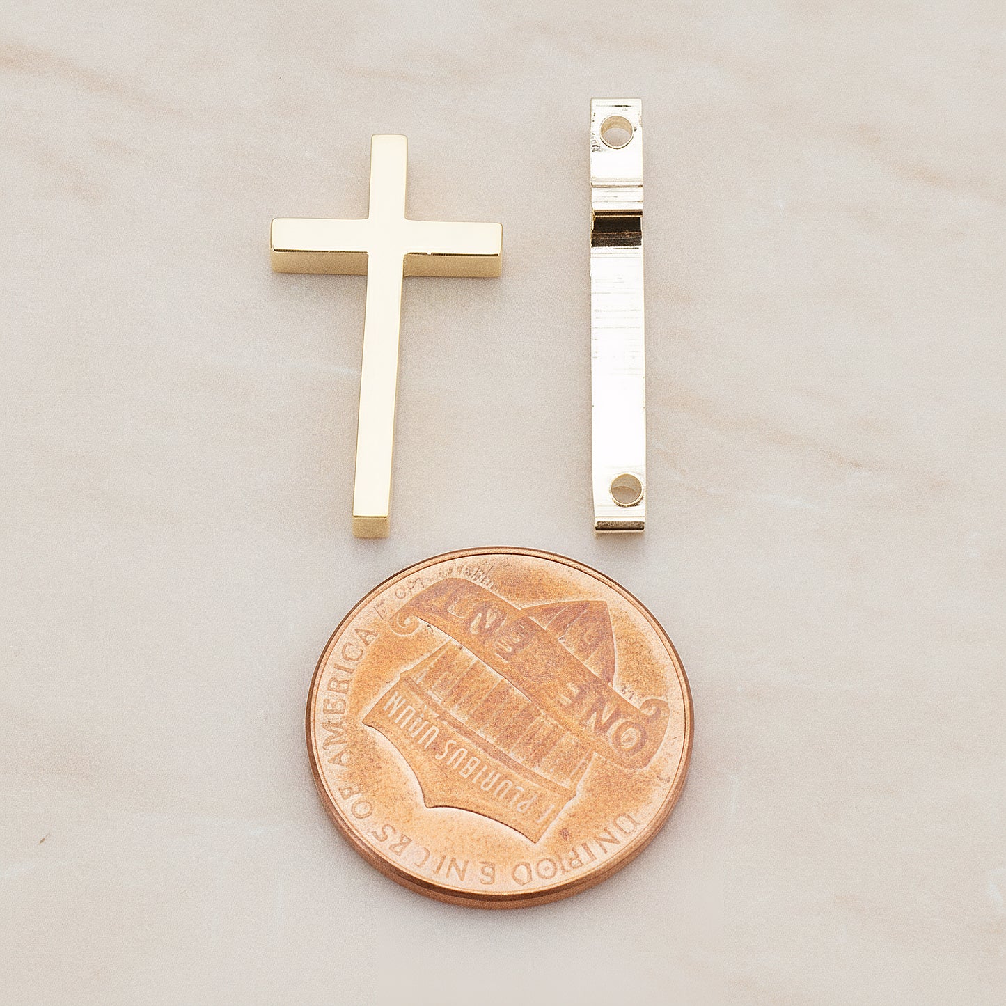 Cross Metal Bead Connector Pendant, 2 Pc - detail view 1 (BD.016-03)