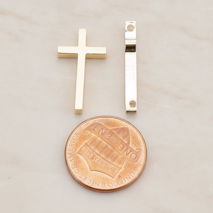 Cross Metal Bead Connector Pendant, 2 Pc - detail view 1 (BD.016-03)