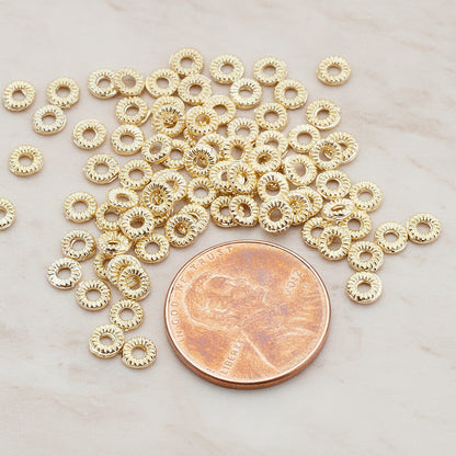 Round Textured Doughnut Shape Spacer, 10 Pc (BD.022)