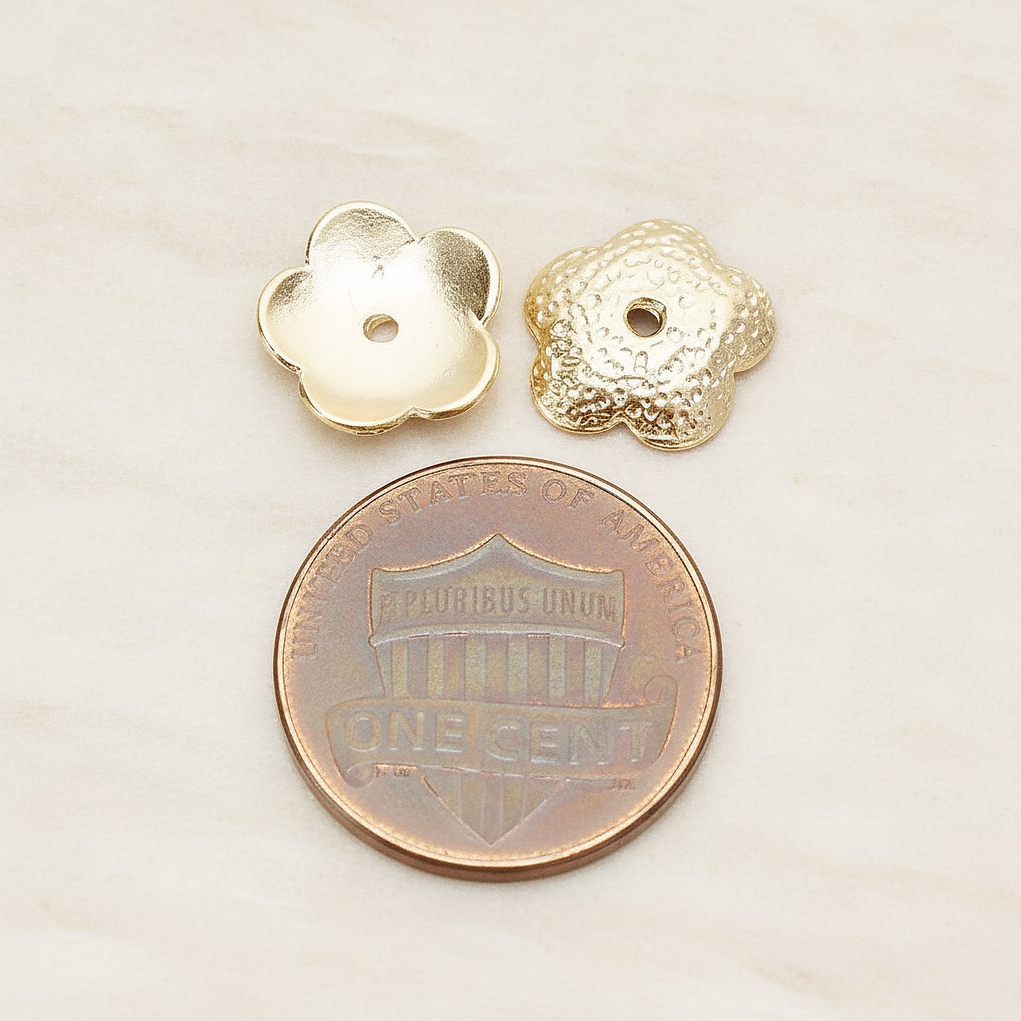 Hammered Five Petal Flower Metal Bead Cap, 4 Pc (BD.045)