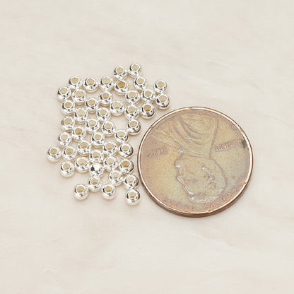 925 Silver 2.5mm Metal Seed Bead Spacer Charm, 6 Pc - detail view 1 (BD.053-01)