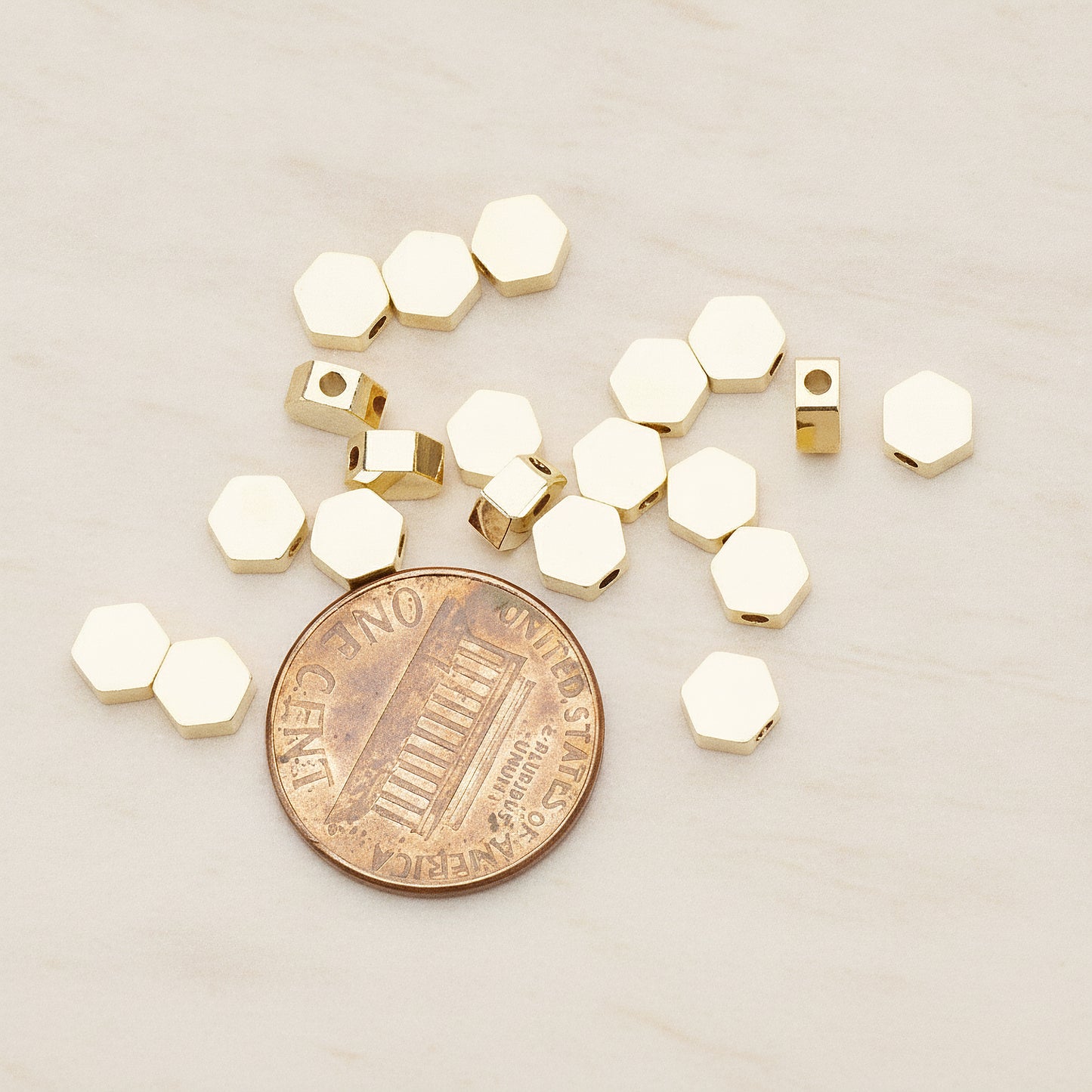 Hexagon Beads Charm, 4 Pc (BD.062)