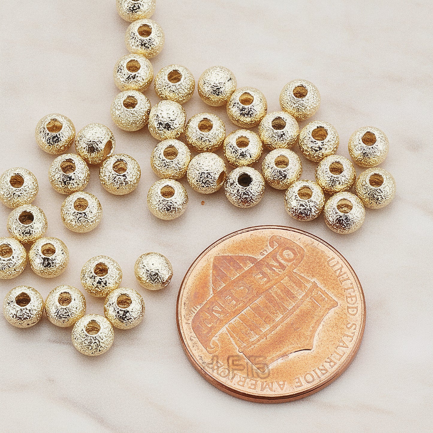 Sanding Finished Mini Ball Metal Bead, 10 Pc (BD.914)