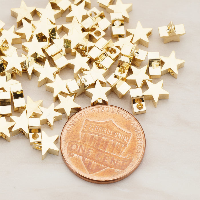 Pointed Star Metal Bead, 6 Pc (BD.923-01)