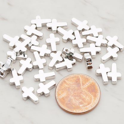 Rounded Thick Cross Metal Bead, 6 Pc (BD.940-01)