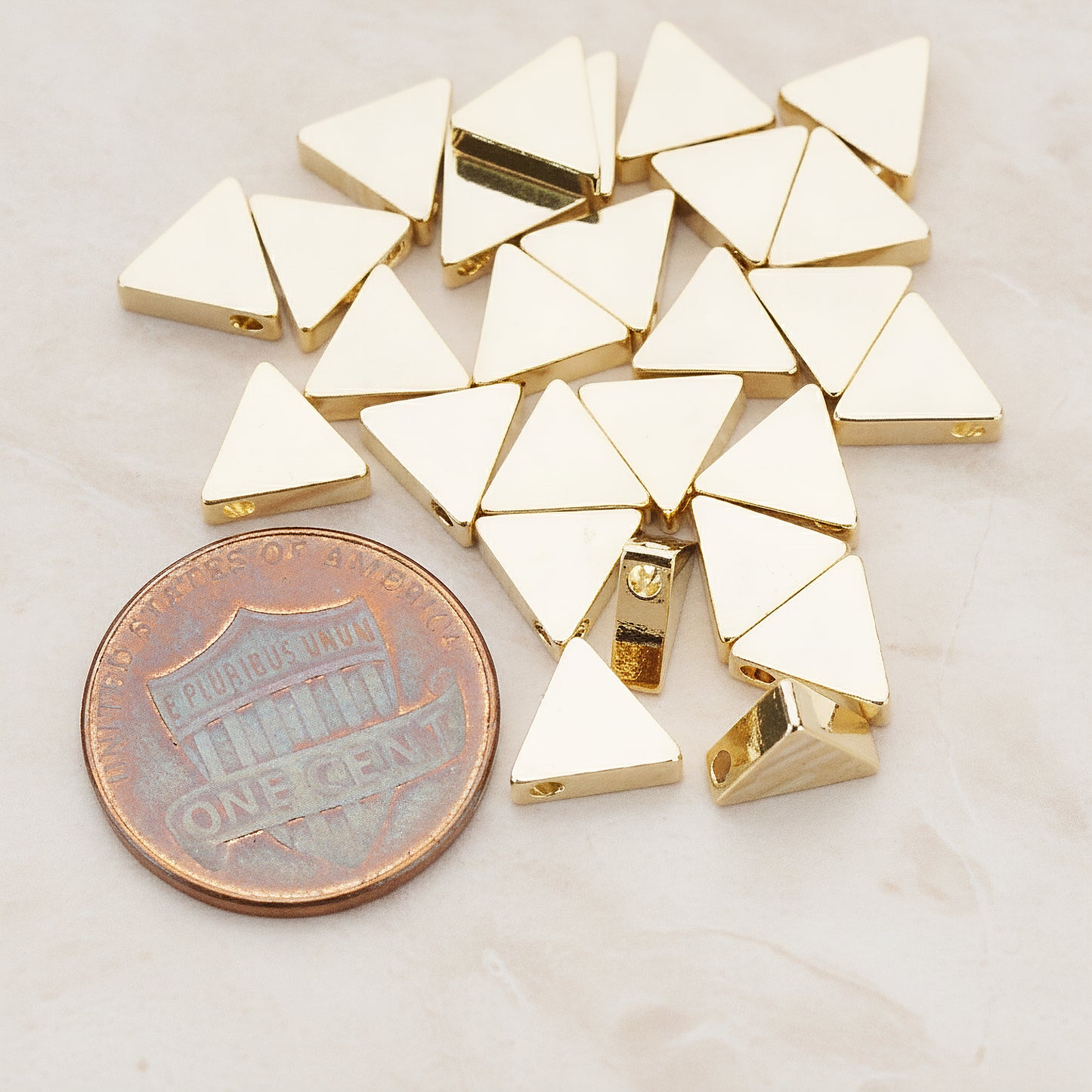 7mm Triangle Metal Bead, 4 Pc - detail view 1 (BD.947-02)