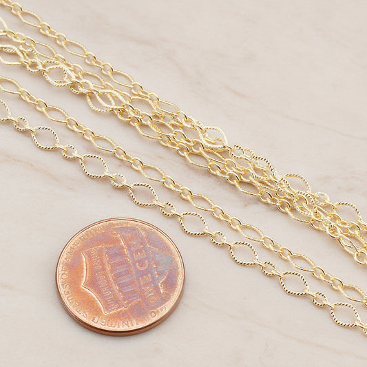 Textured Diamond n Round Shape Link Chain, 1 Meter (CH.005-01)