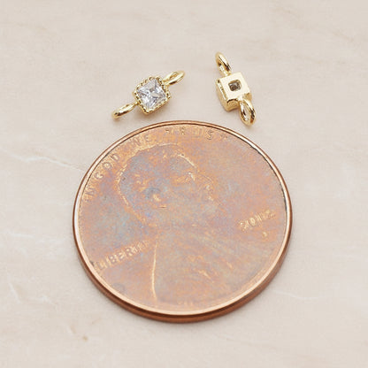 Cushion Cut Cubic Zirconia Connector, 2 Pc - detail view 1 (CN.113)