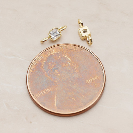 Cushion Cut Cubic Zirconia Connector, 2 Pc (CN.113)