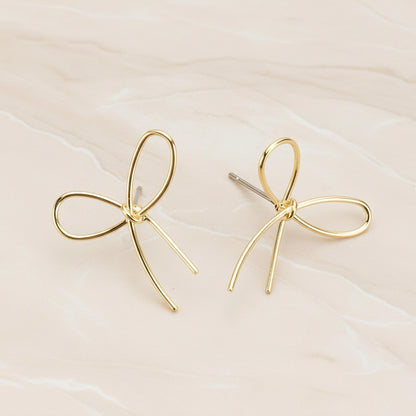 Simple Line Ribbon Ear Post, 2 Pc (ER.445)