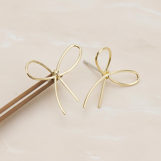 Simple Line Ribbon Ear Post, 2 Pc (ER.445)