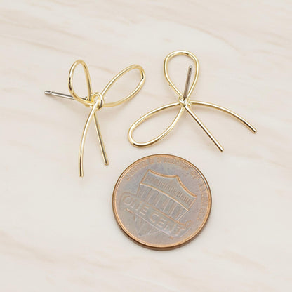 Simple Line Ribbon Ear Post, 2 Pc (ER.445)