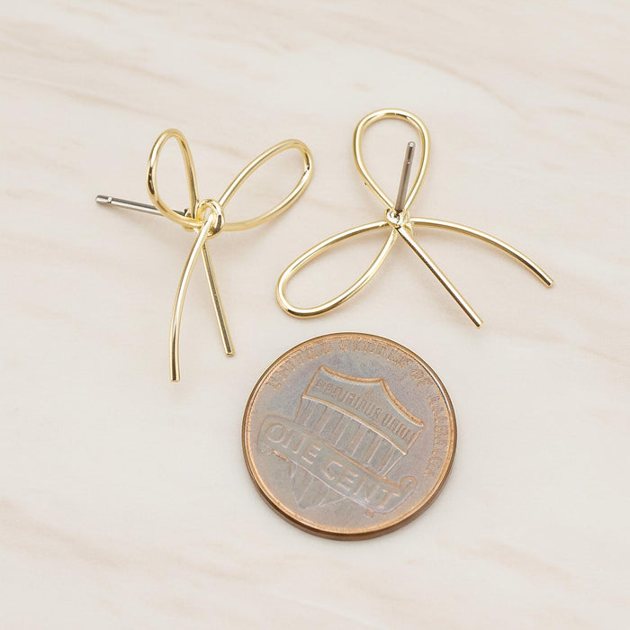 Simple Line Ribbon Ear Post, 2 Pc (ER.445)