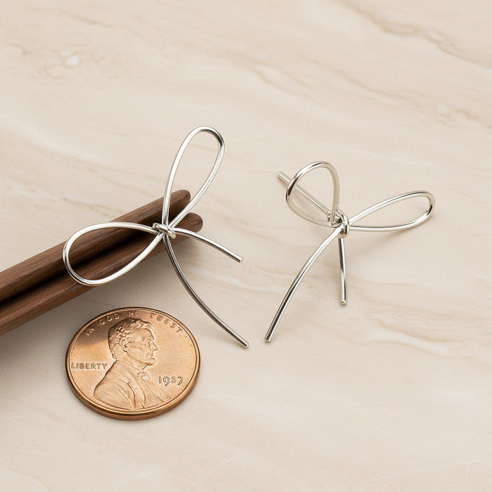 Simple Line Ribbon Ear Post, 2 Pc (ER.445)