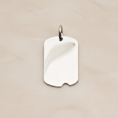 Dog Tag Rectangle Surgical Steel 15 x 23 mm Pendant, 1 Pc - Silver NO ENGRAVING (SG.001)