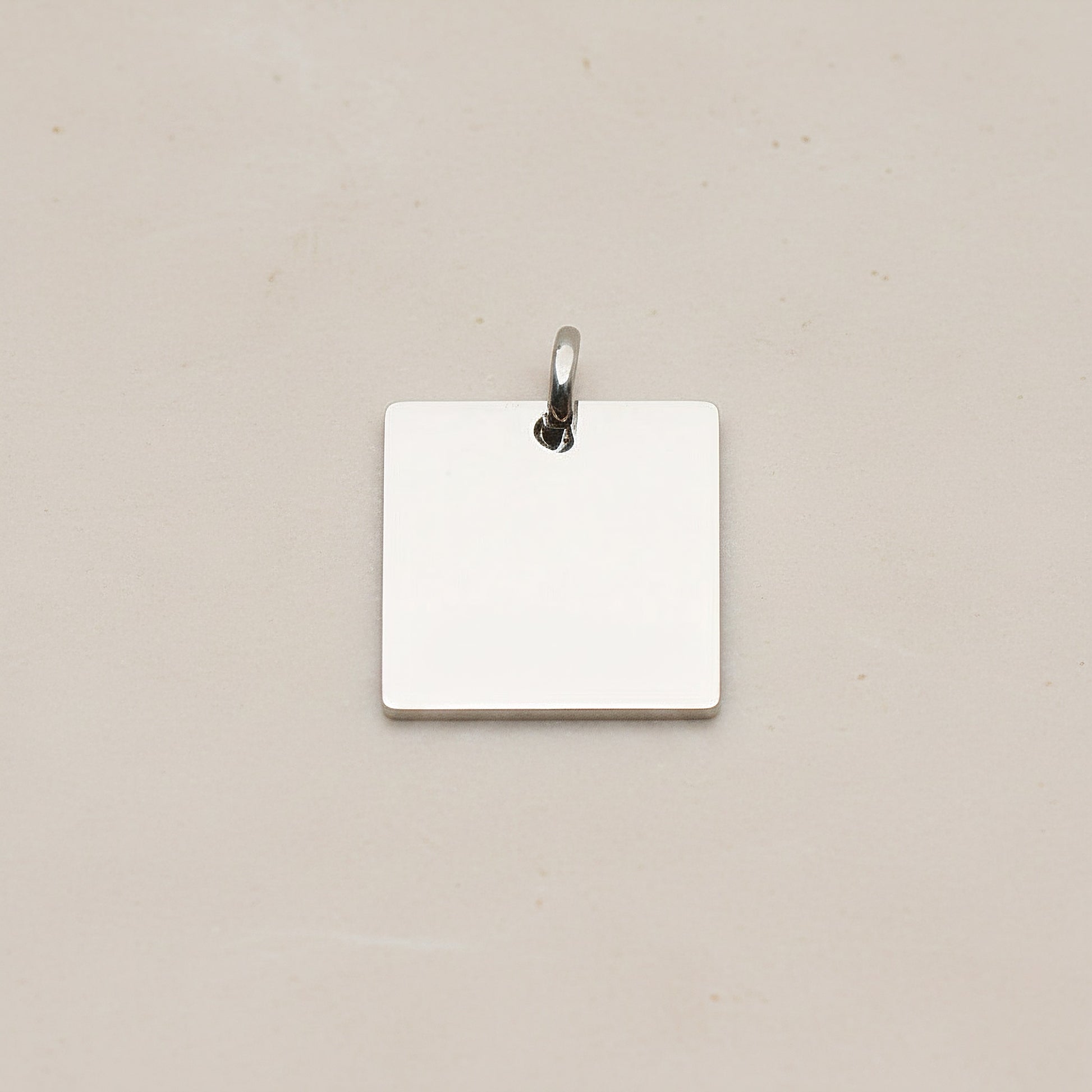 Square Surgical Steel 16mm Pendant, 2 Pc - Silver NO ENGRAVING (SG.005)