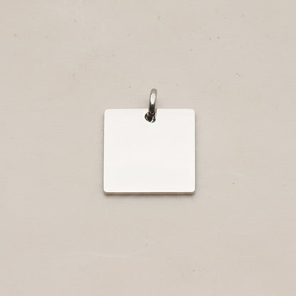 Square Surgical Steel 16mm Pendant, 2 Pc - Silver NO ENGRAVING (SG.005)