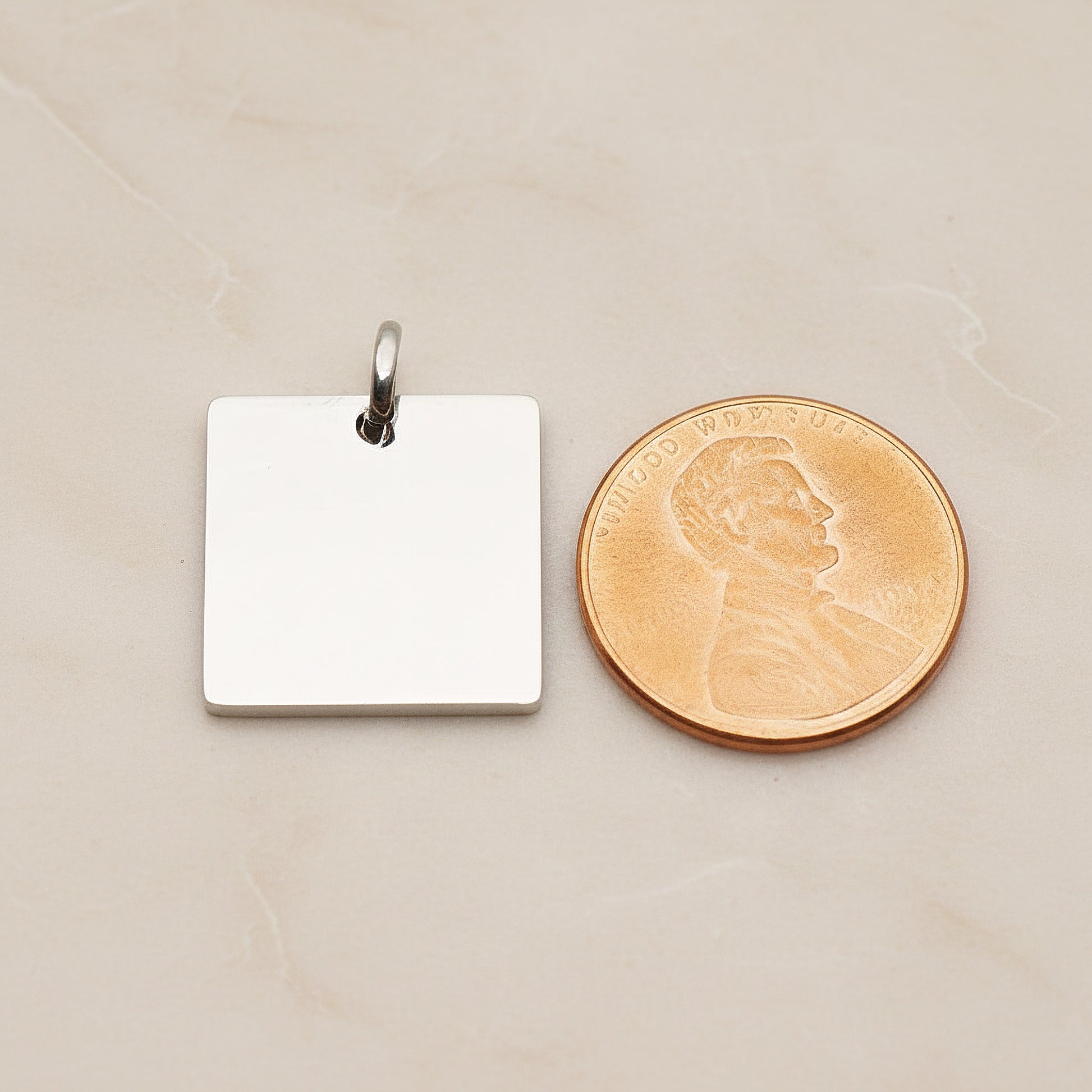 Square Surgical Steel 16mm Pendant, 2 Pc - detail view 1 (SG.005)