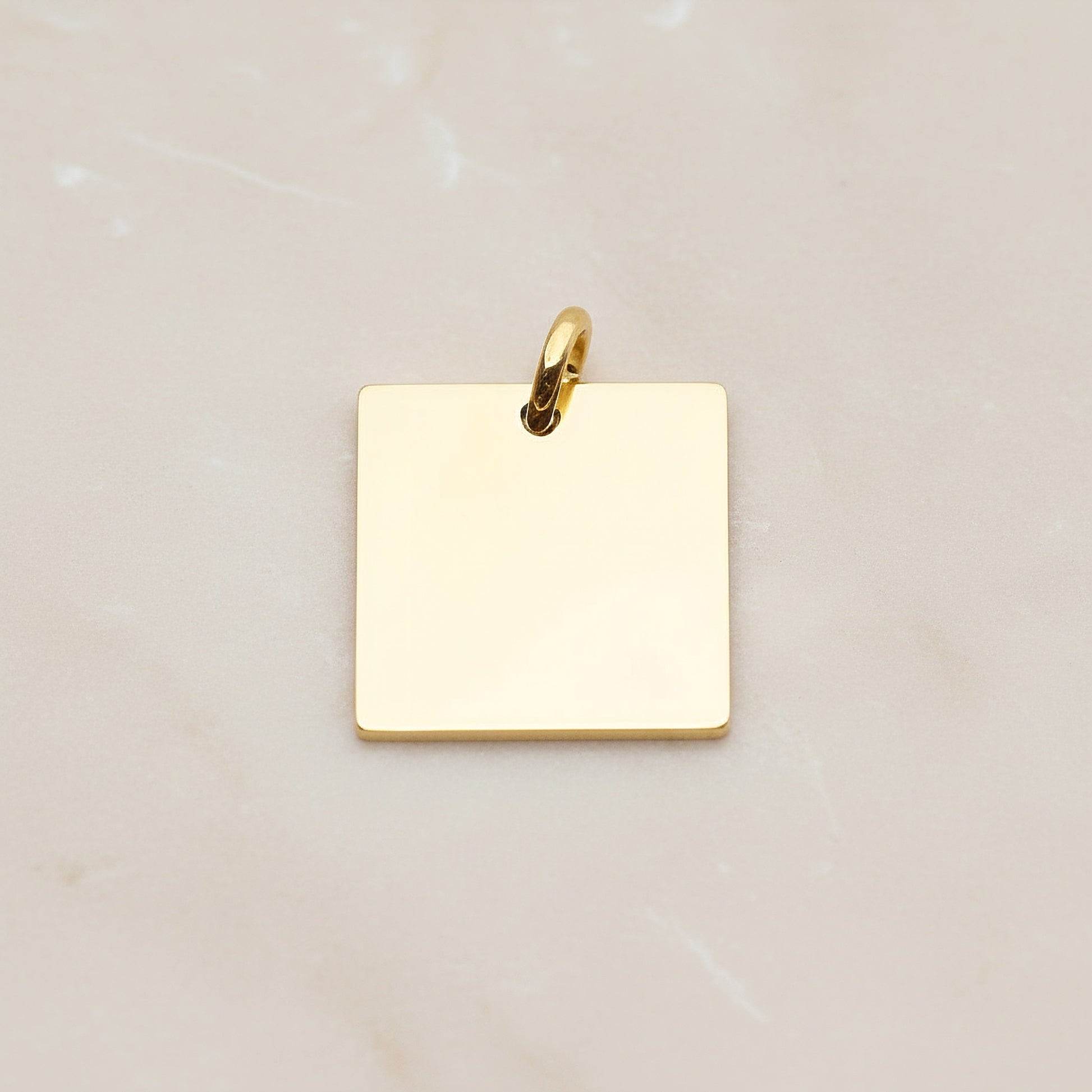 Square Surgical Steel 16mm Pendant, 2 Pc - Gold NO ENGRAVING (SG.005)