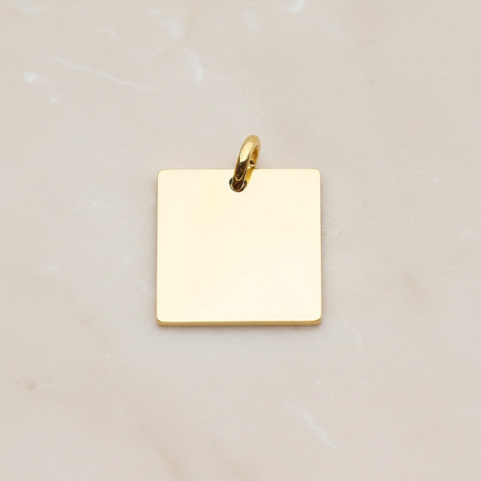 Square Surgical Steel 16mm Pendant, 2 Pc - Gold NO ENGRAVING (SG.005)